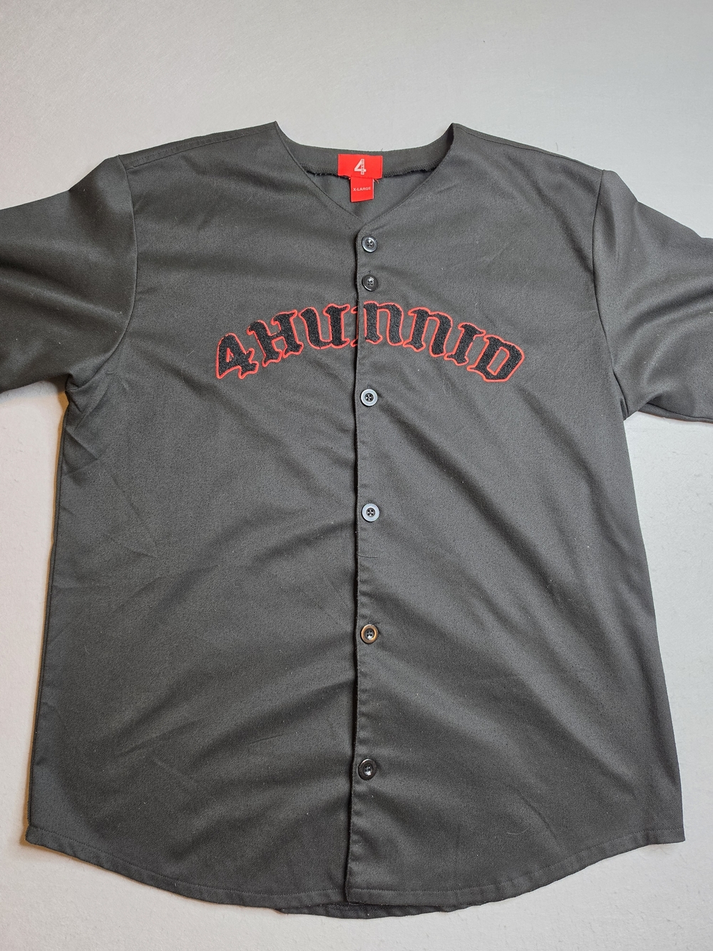 4 Hunnid By YG Button Down Black 2019 Baseball Jersey Mens Size XL